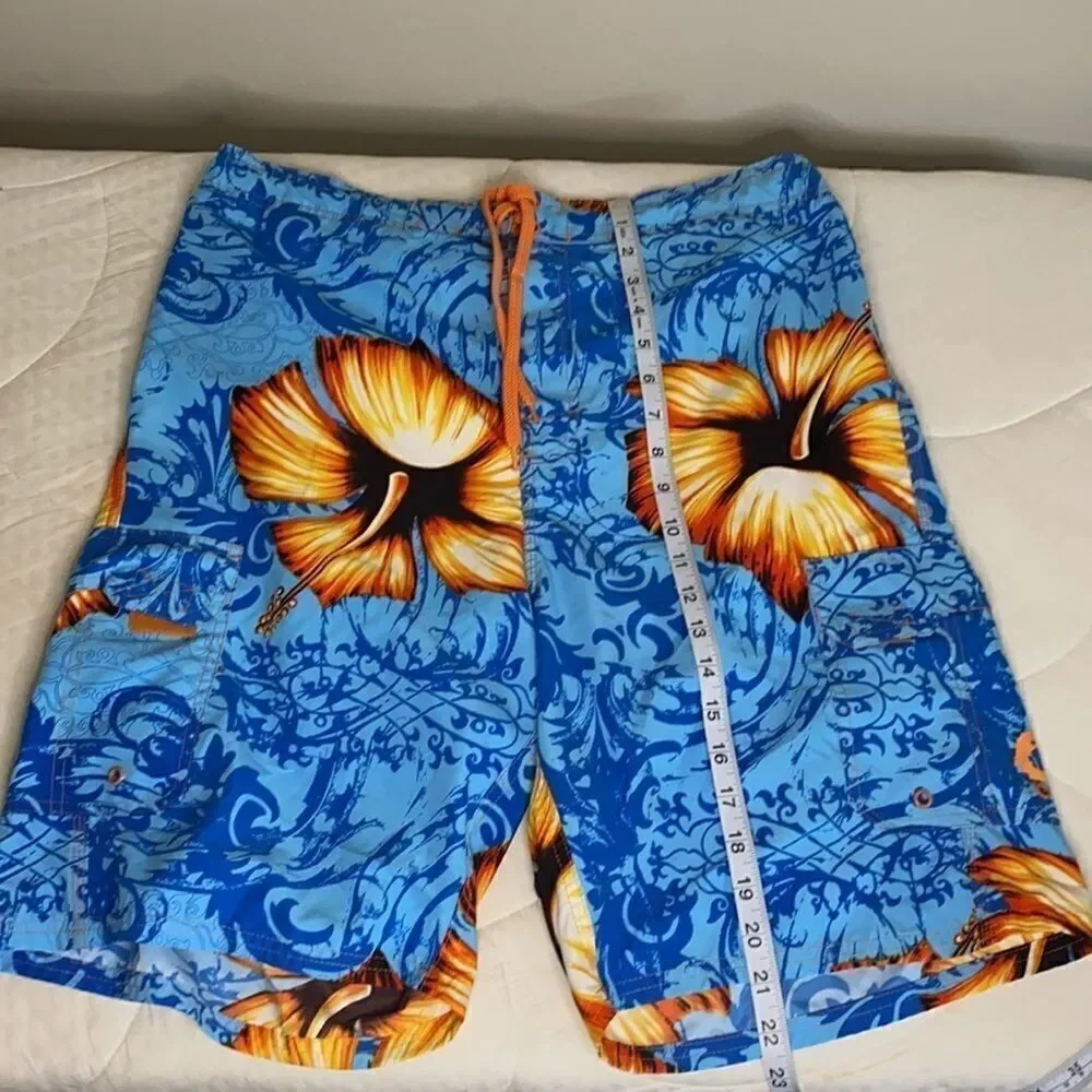 Men's OP Lined Floral Hawaiian Print Board Shorts M